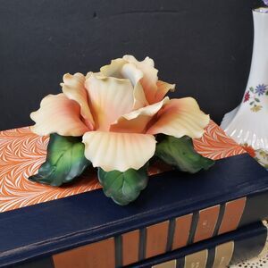 Delicate Vintage Andrea by Sadek Orange Porcelain Camellia Votive Candle Holder